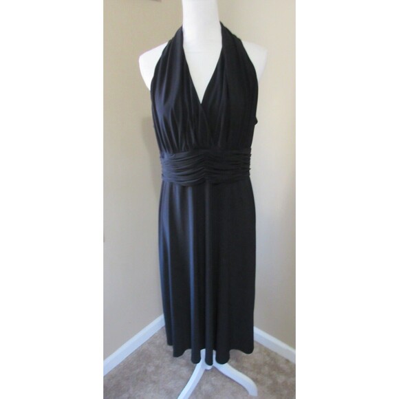 Evan-Piccone Little Black Cocktail Dress Women 16 Halter Fit and Flare - Picture 1 of 4